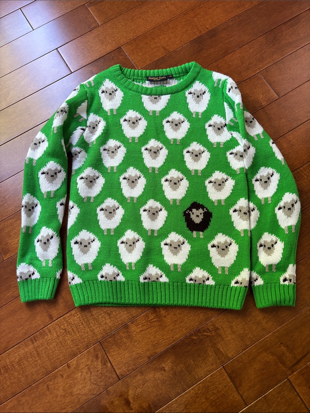 Traditional Craft Heritage Youth Green Sheep Crewneck Sweater